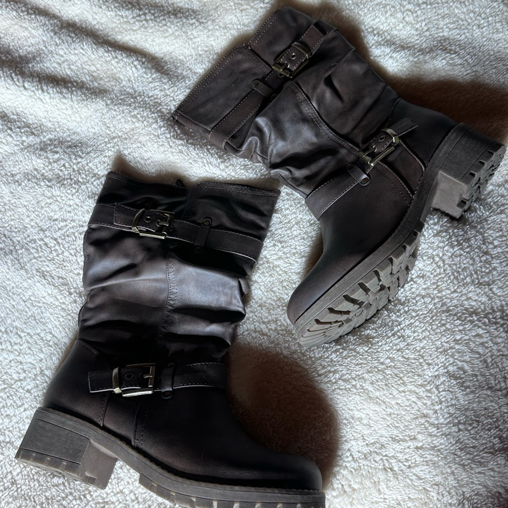 Women's Brown Buckle Boots